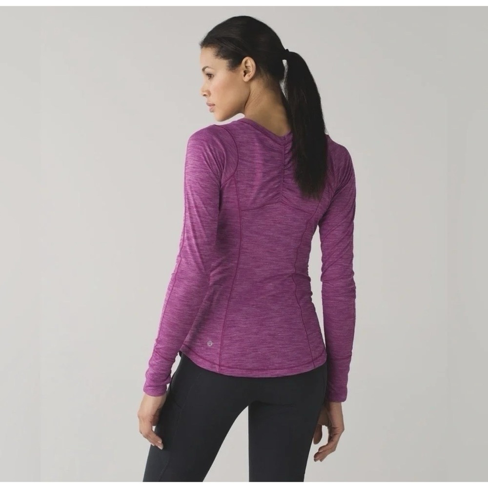 Lululemon Top 5 Mile Women's 6 Long Sleeve Blue Space Dye Soft Shirt Atheisure
